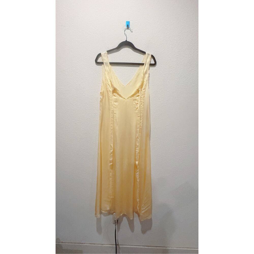 Ciao Lucia Serena Butter Yellow Satin Maxi Dress with Ribbon Tie - Picture 5 of 9
